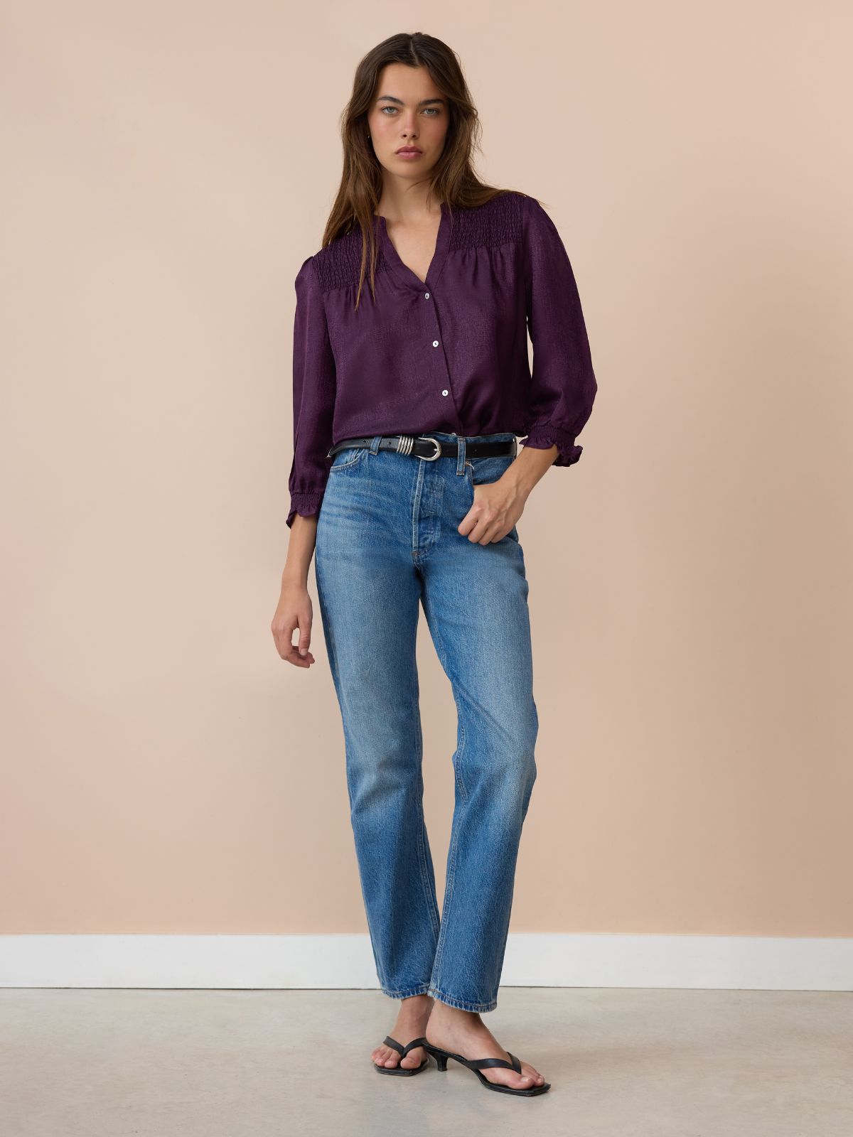 Rhys Silk Blend Blouse - Deep Purple