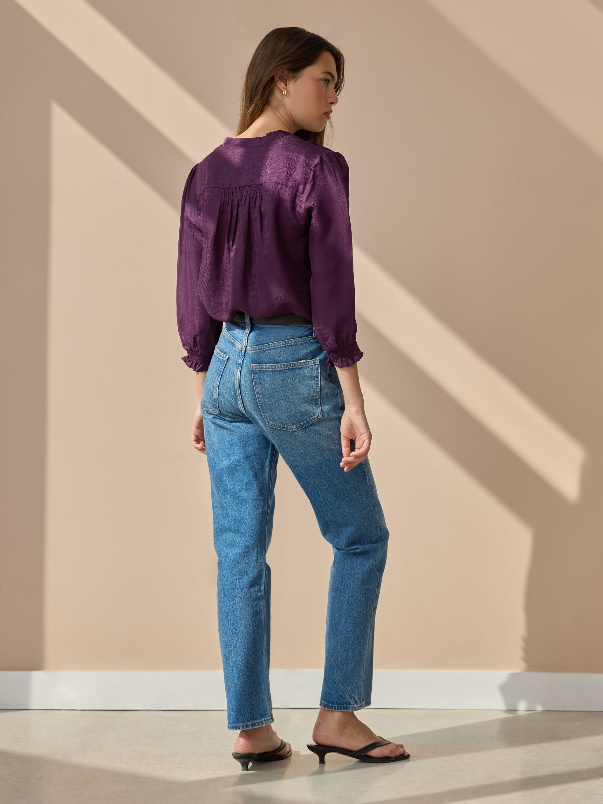 Rhys Silk Blend Blouse - Deep Purple