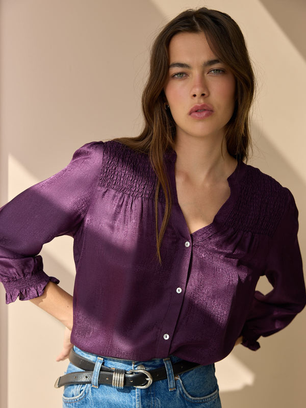 Rhys Silk Blend Blouse - Deep Purple