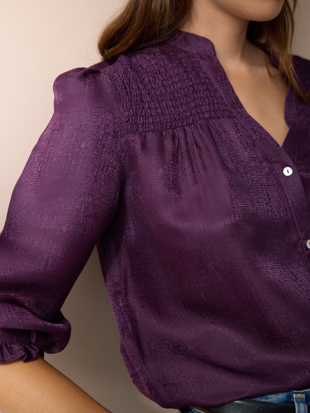 Rhys Silk Blend Blouse - Deep Purple