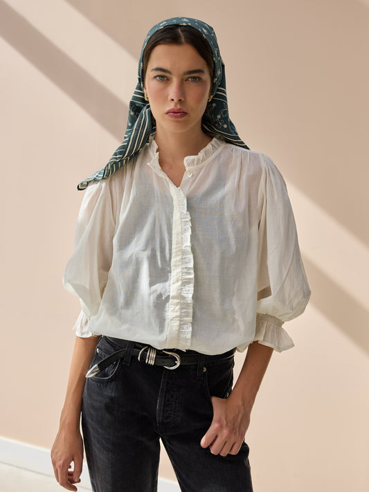 Frankie Voile Ruffle Blouse - Ecru