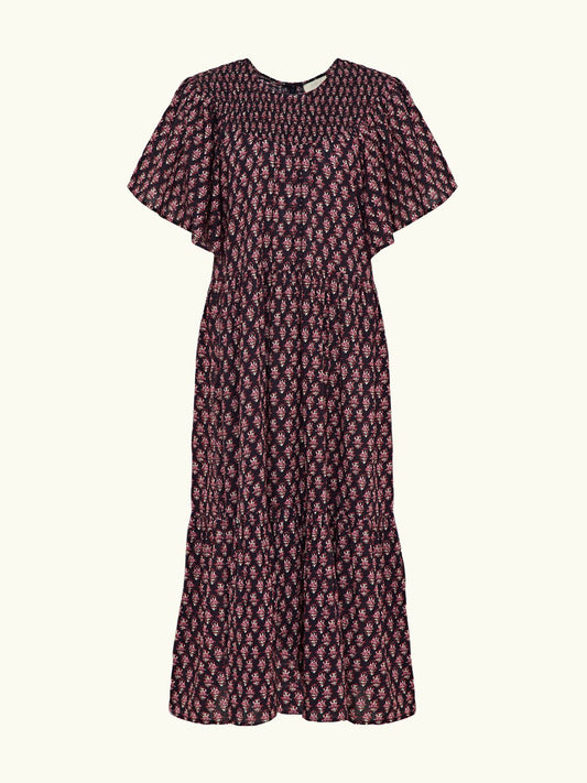 Morgan Print Dress - Navy