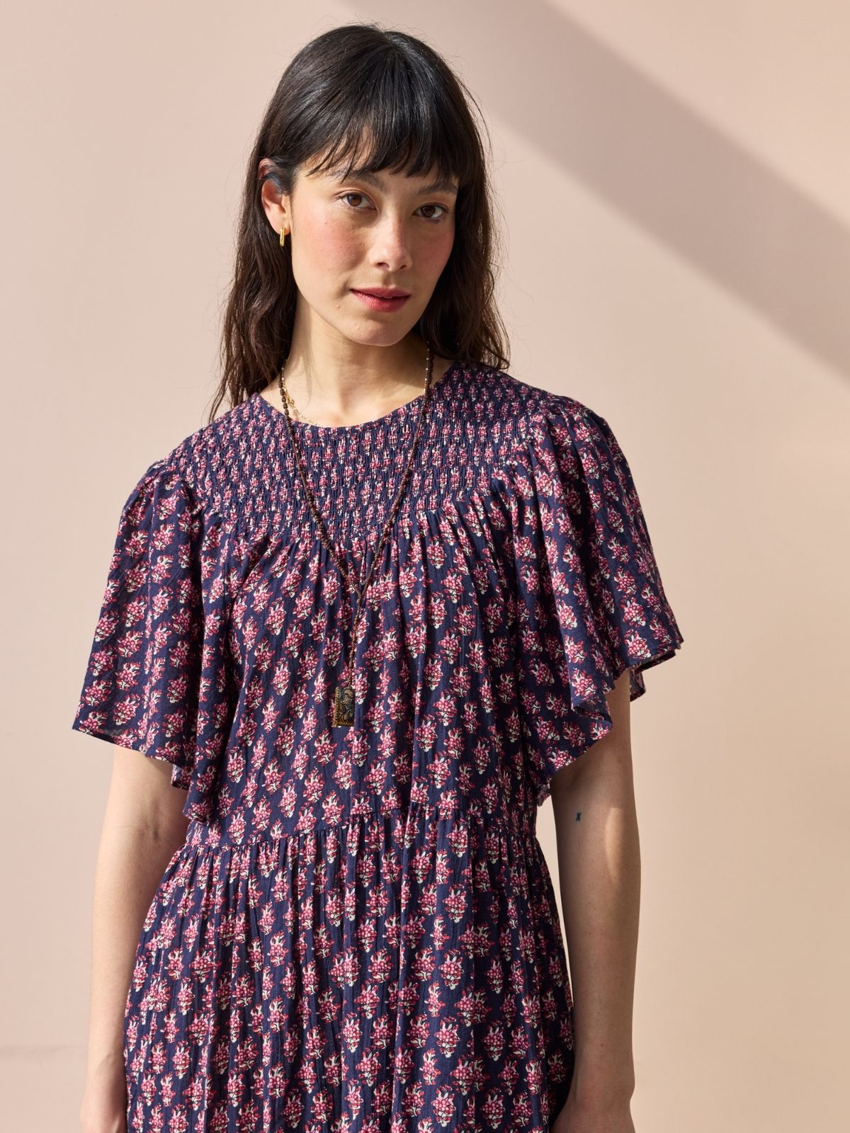 Morgan Print Dress - Navy