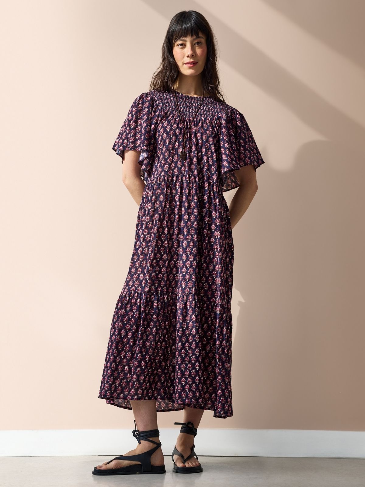 Morgan Print Dress - Navy