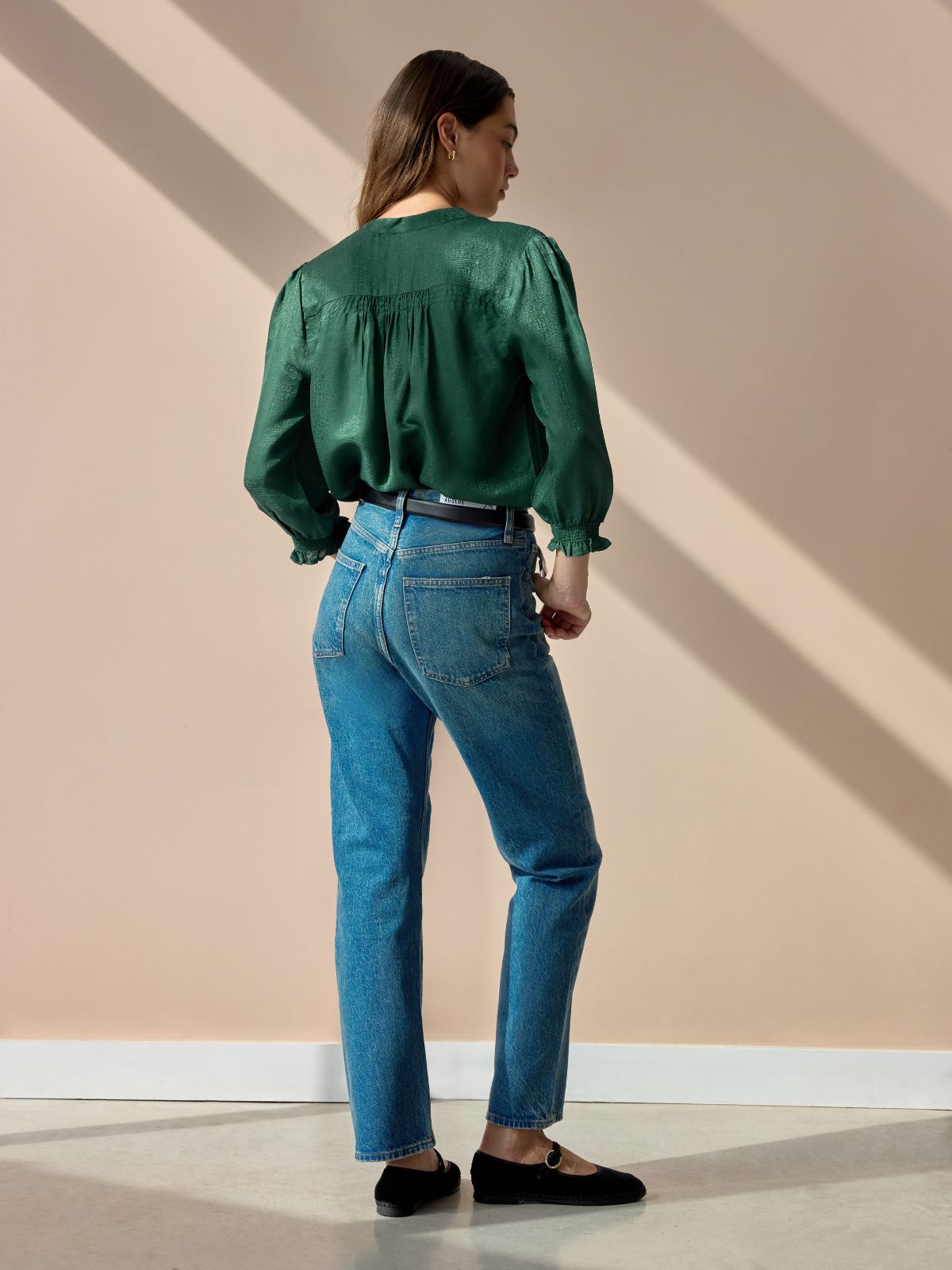 Rhys Silk Blend Blouse - Dark Green