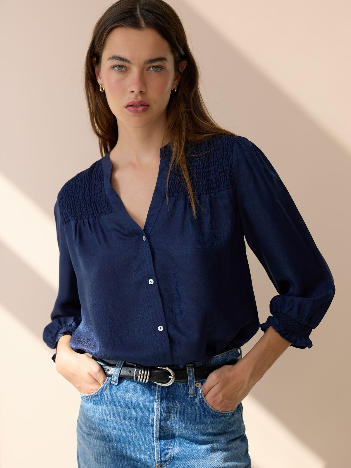 Rhys Silk Blend Blouse - Midnight