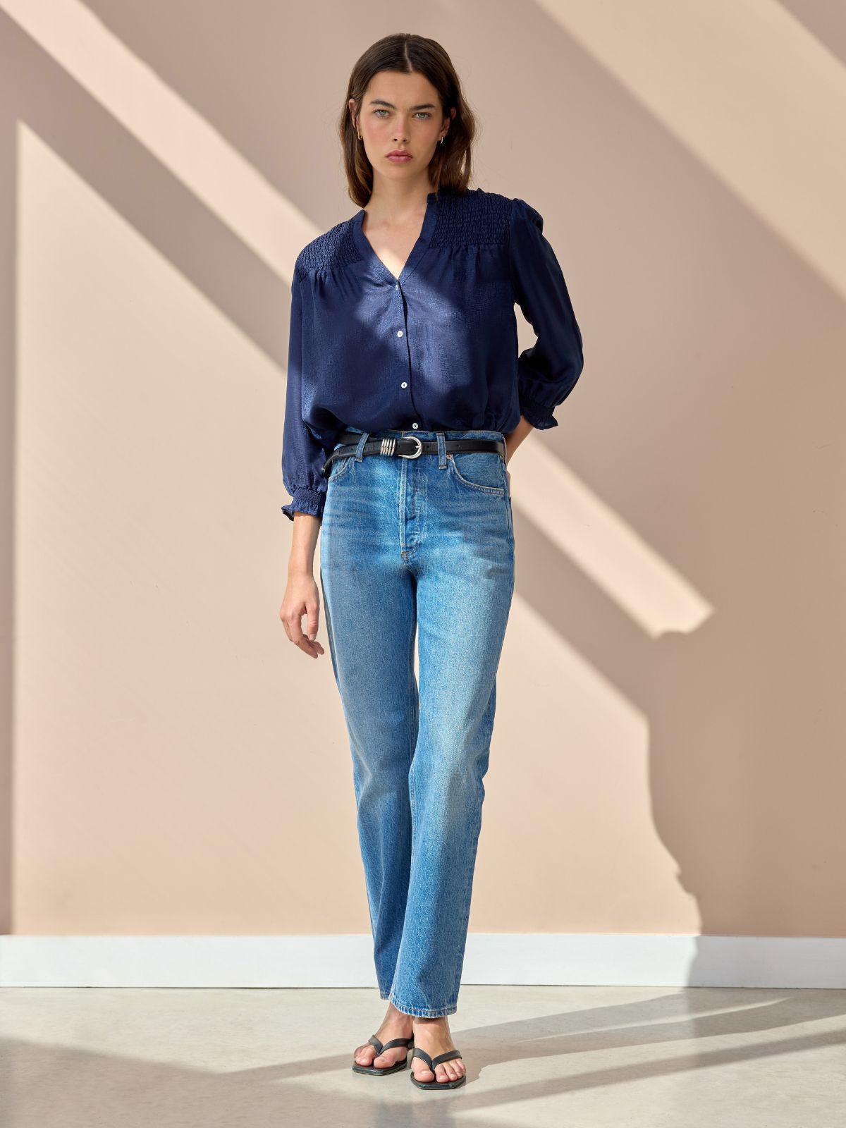 Rhys Silk Blend Blouse - Midnight