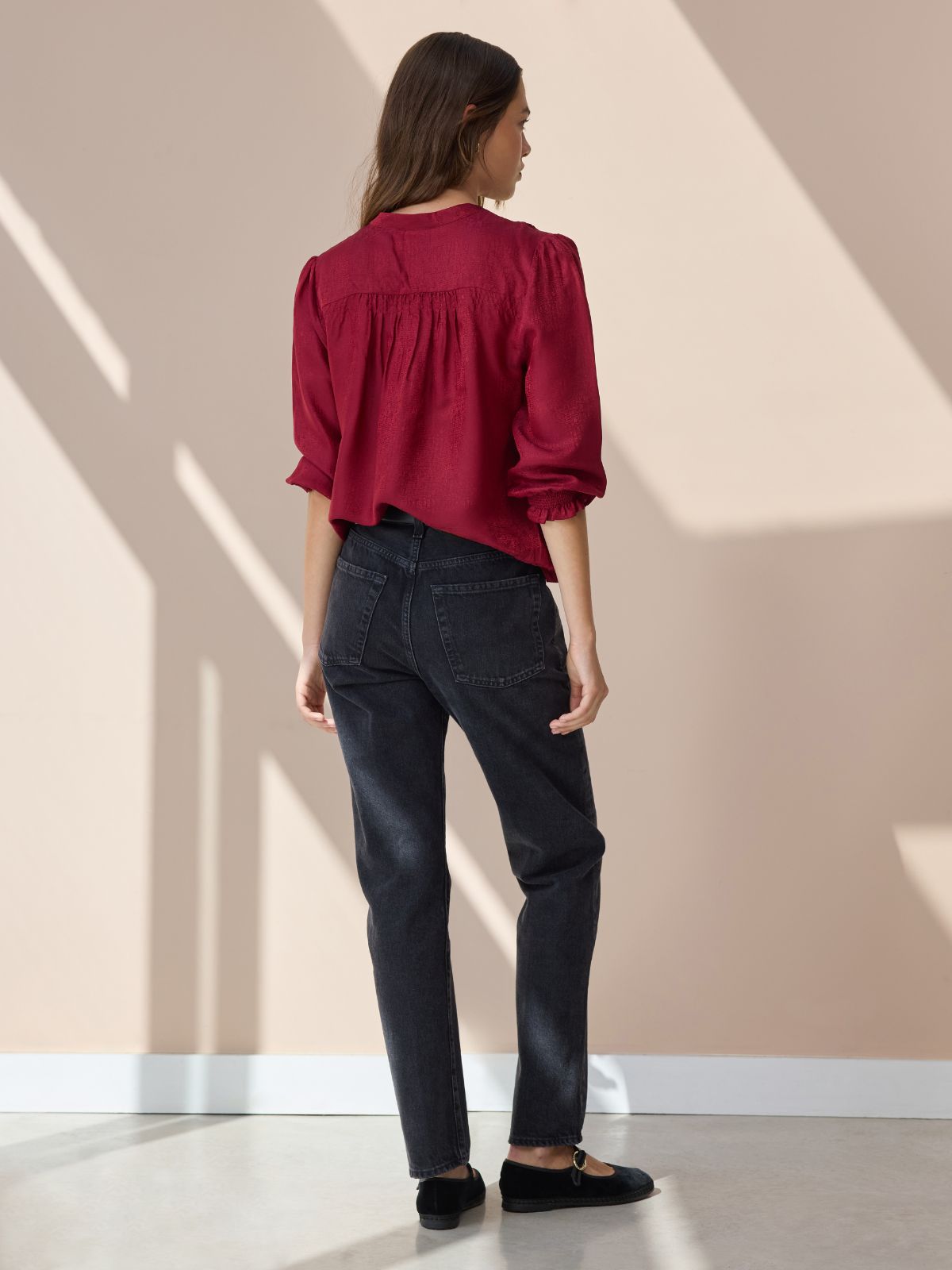 Rhys Silk Blend Blouse - Deep Red