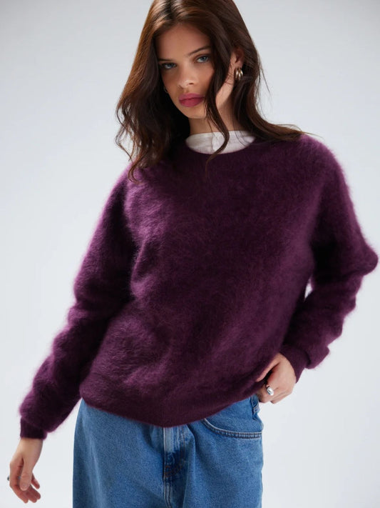 Mavis Brushed Crew Jumper - Elderberry