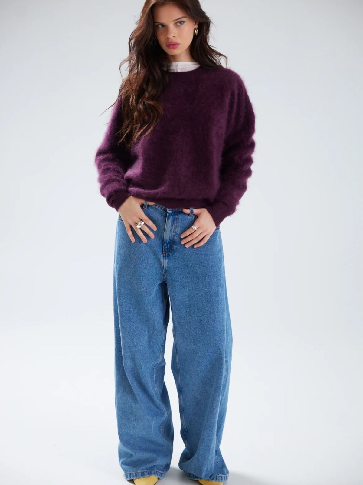 Mavis Brushed Crew Jumper - Elderberry