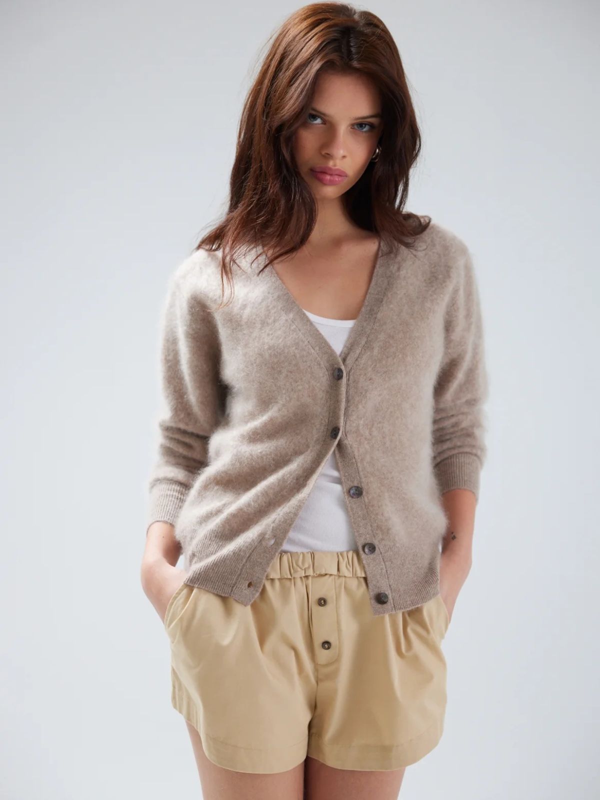 Vienna Brushed Cardigan - Truffle