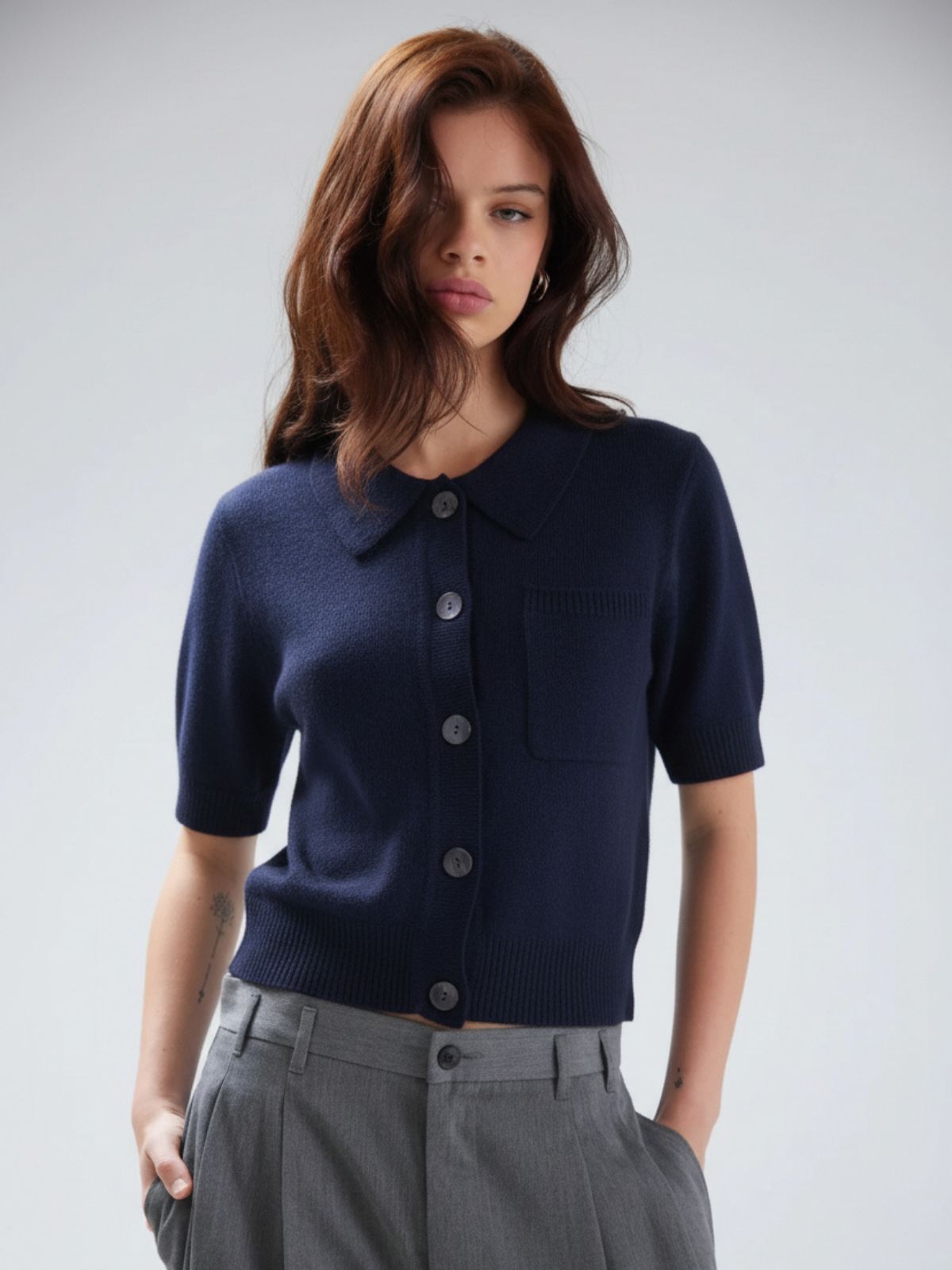 Harmony  Polo Neck Jumper - Navy