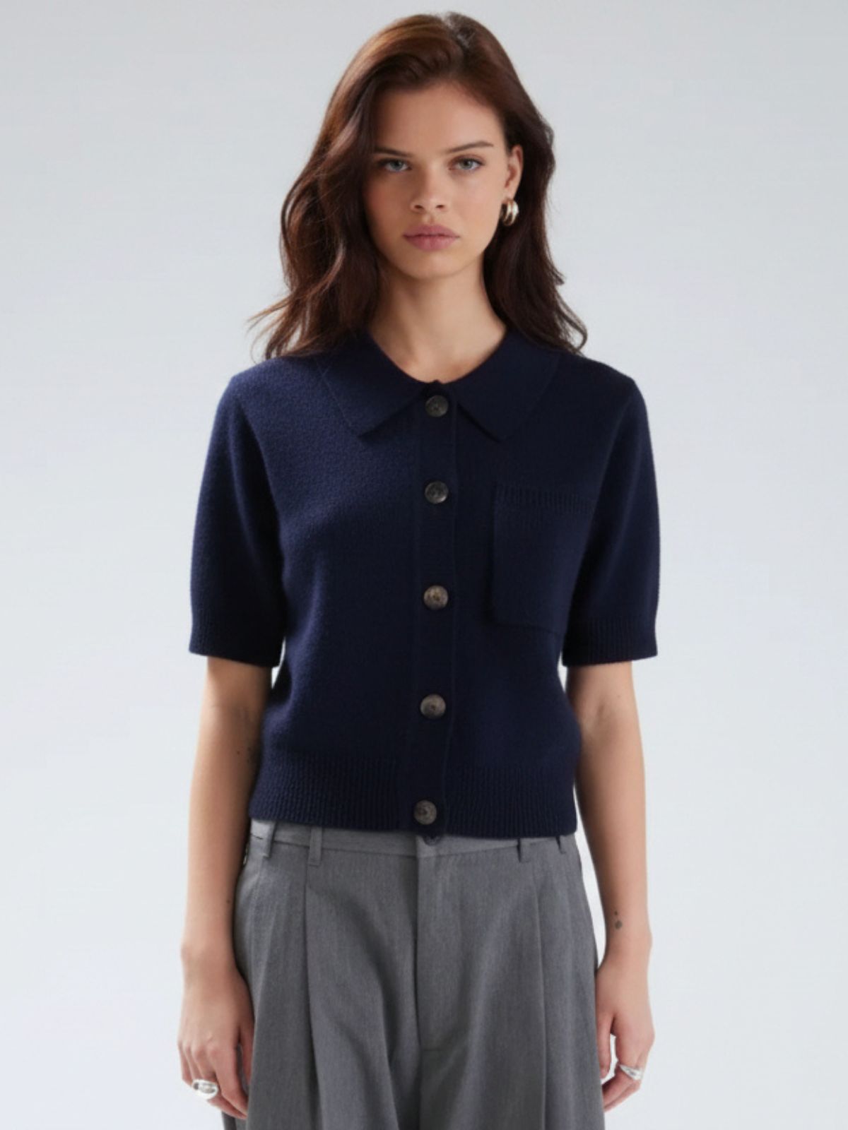 Harmony  Polo Neck Jumper - Navy