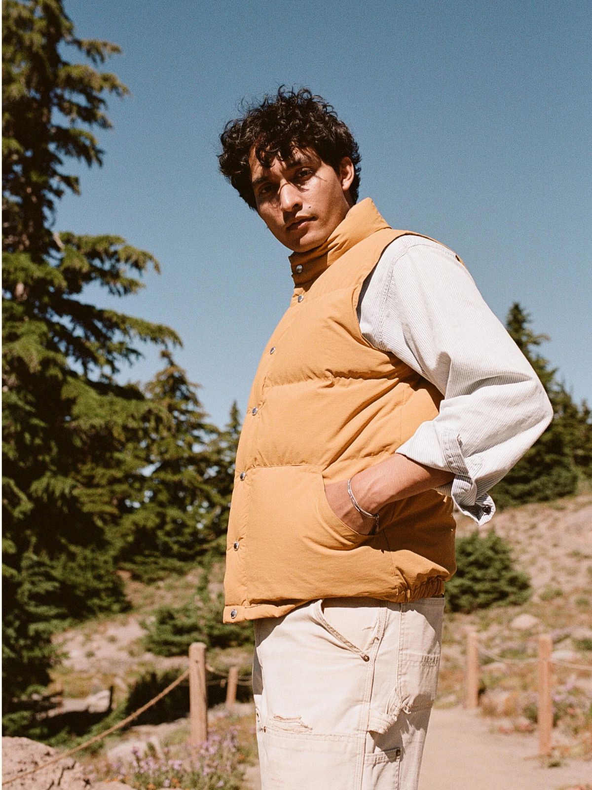 Down Italian Vest - Mustard