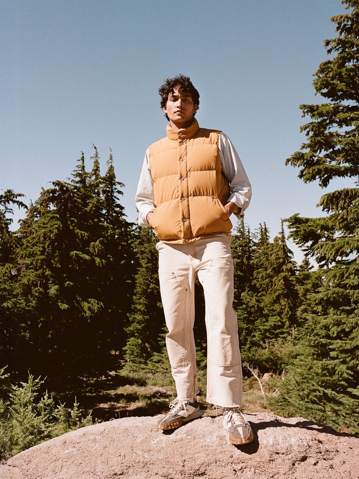 Down Italian Vest - Mustard