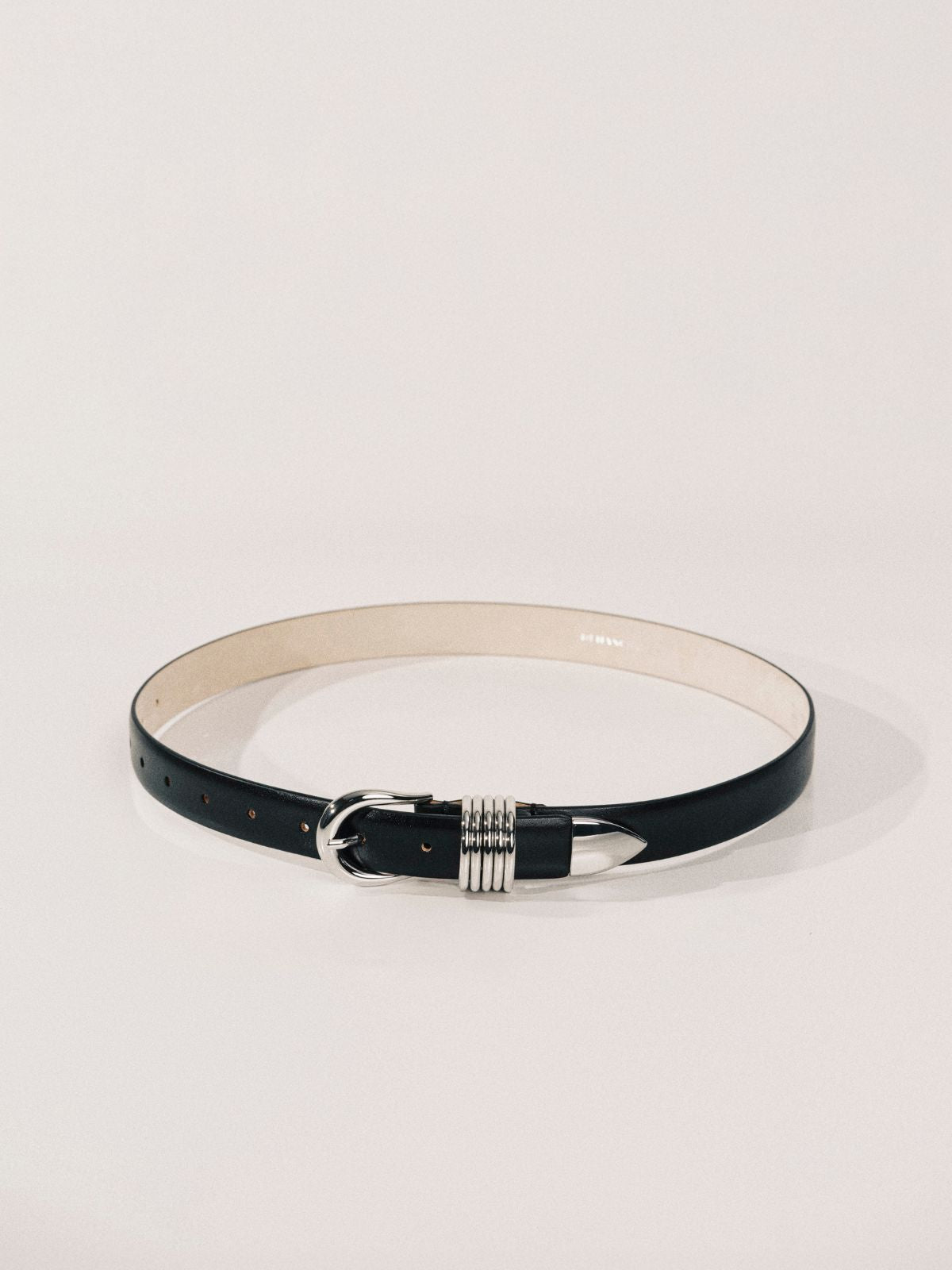 Iris Fashion - DEHANCHE - Hollyhock Leather Belt- Black &	Silver