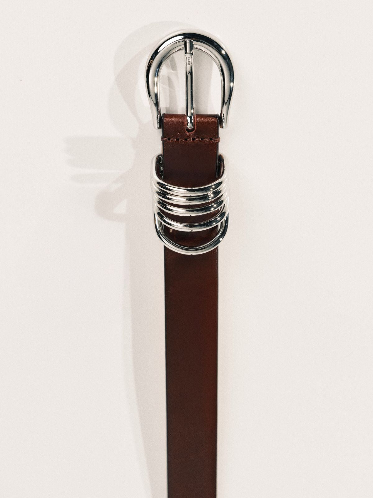 Iris Fashion - DEHANCHE - Hollyhock Leather Belt- Dark Brown & Silver