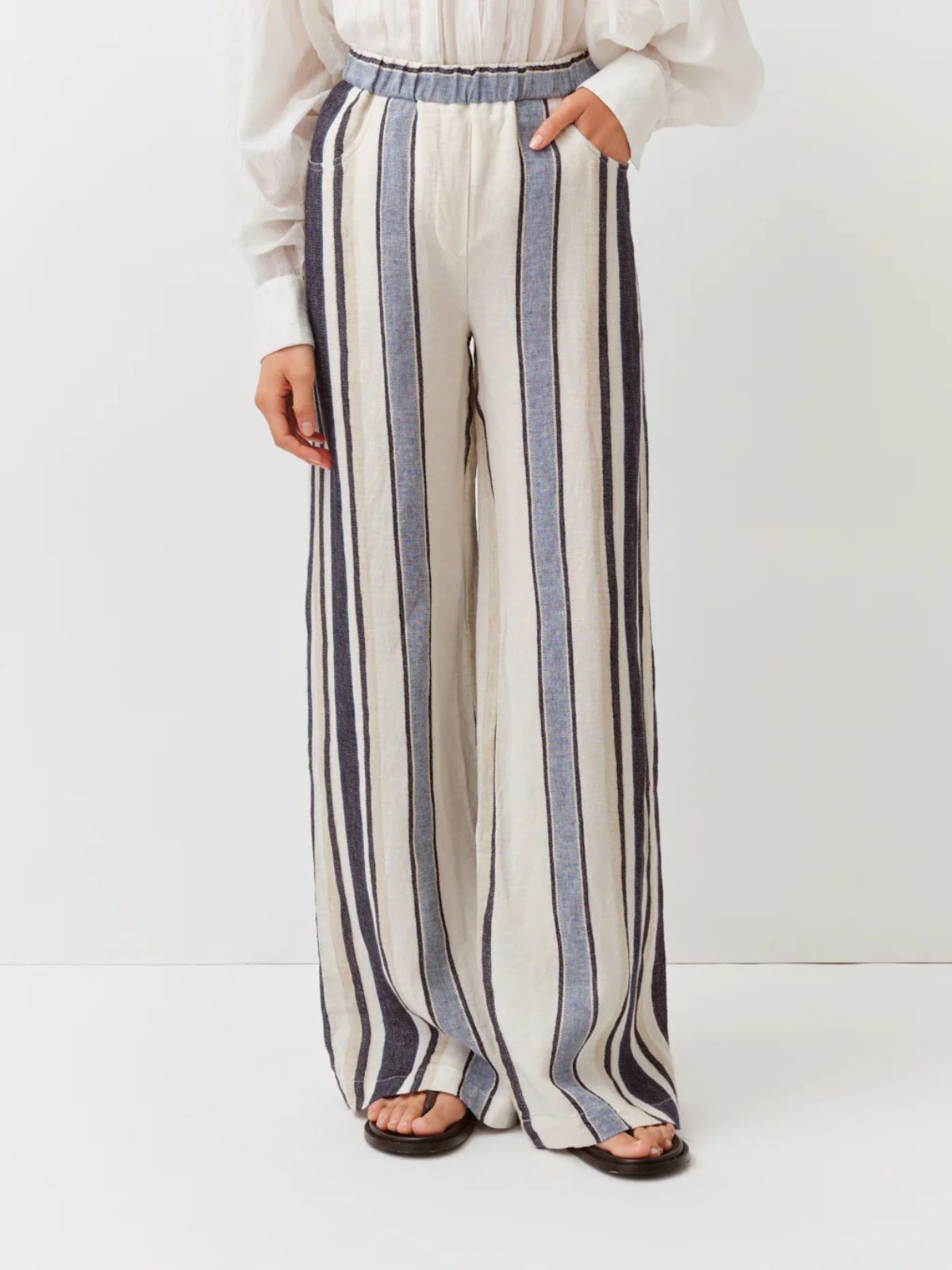 Pindo linen Stripe Trousers - Blue