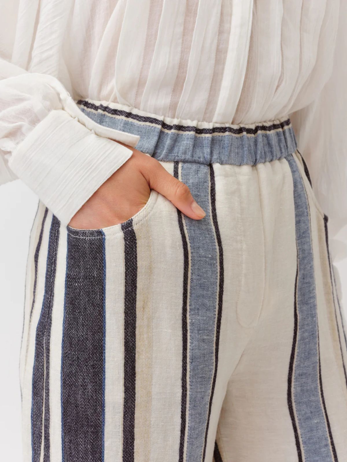Pindo linen Stripe Trousers - Blue