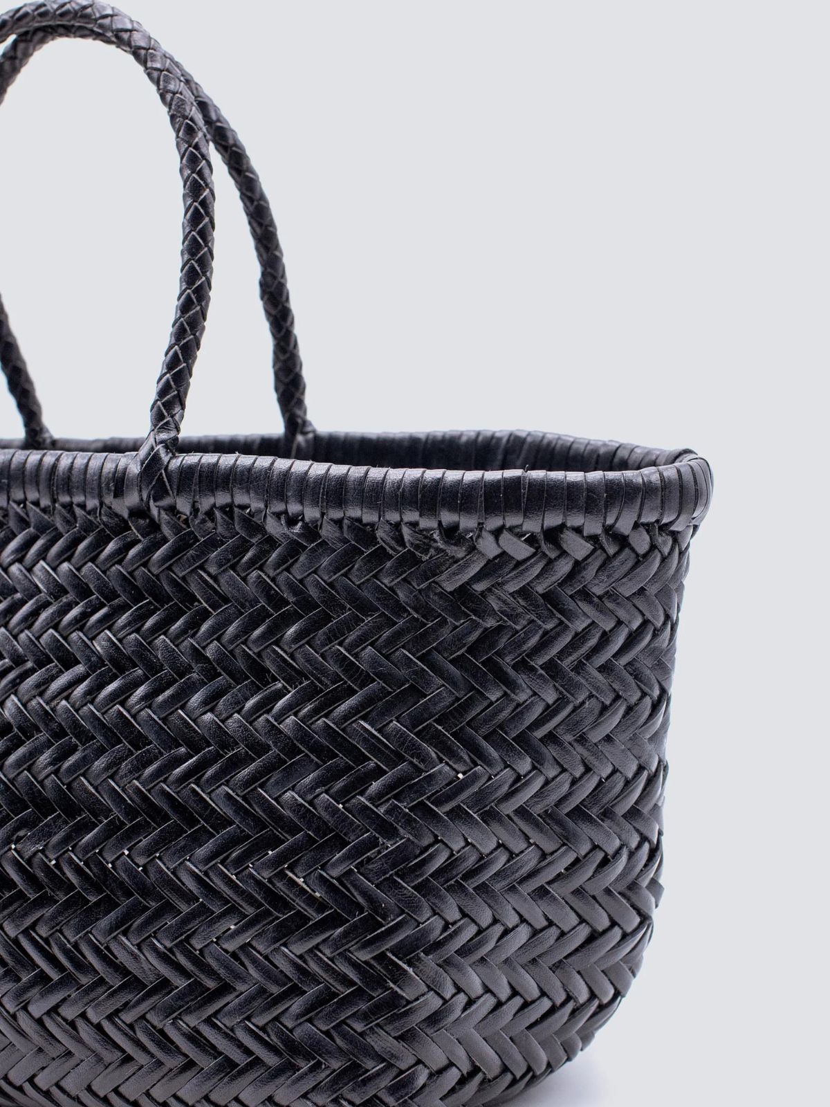 Bamboo Triple Jump Small Basket Bag - Black