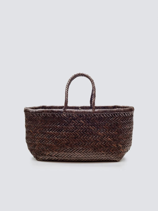 Bamboo Triple Jump Small Basket Bag - Dark brown