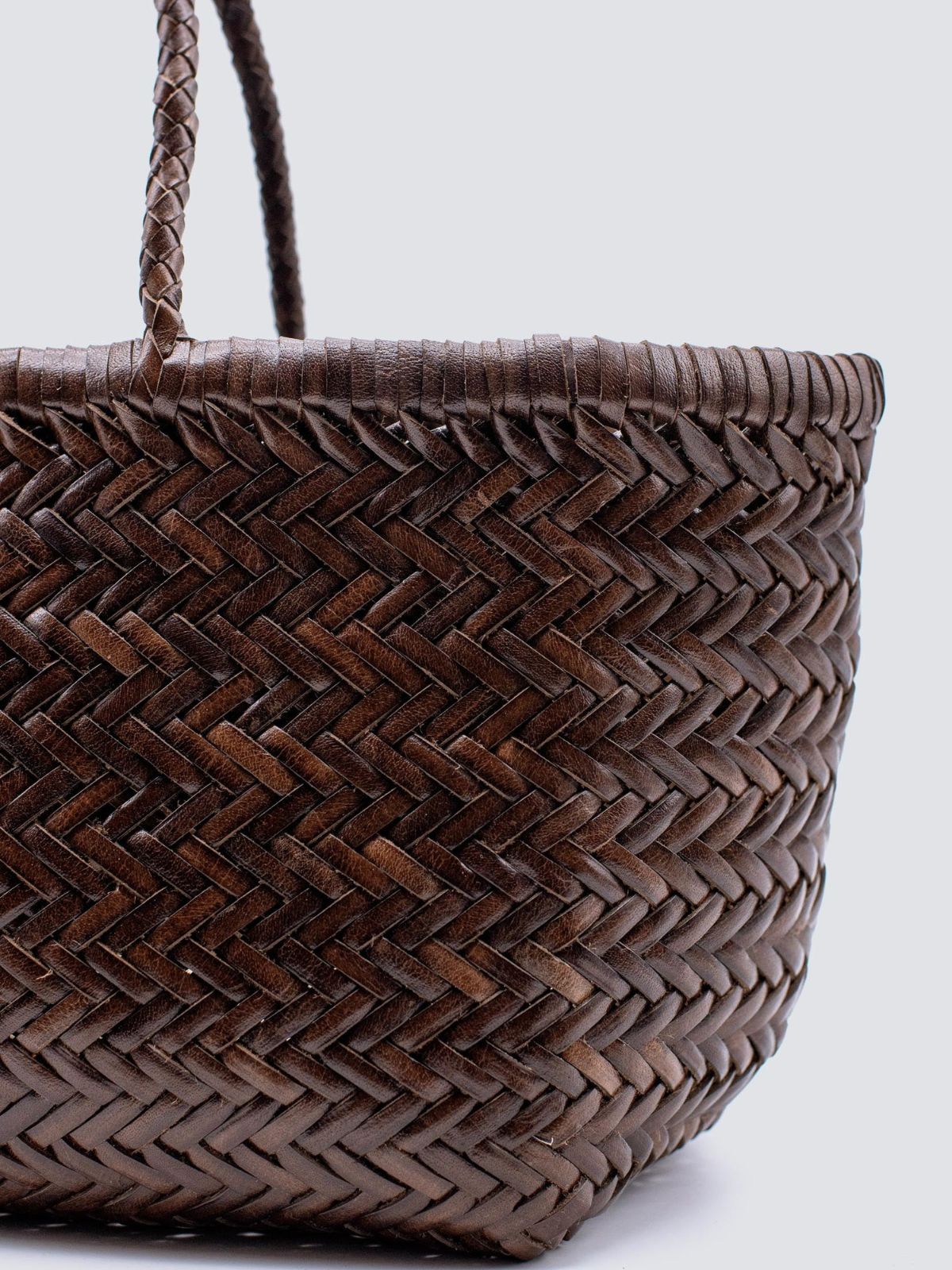 Bamboo Triple Jump Small Basket Bag - Dark brown