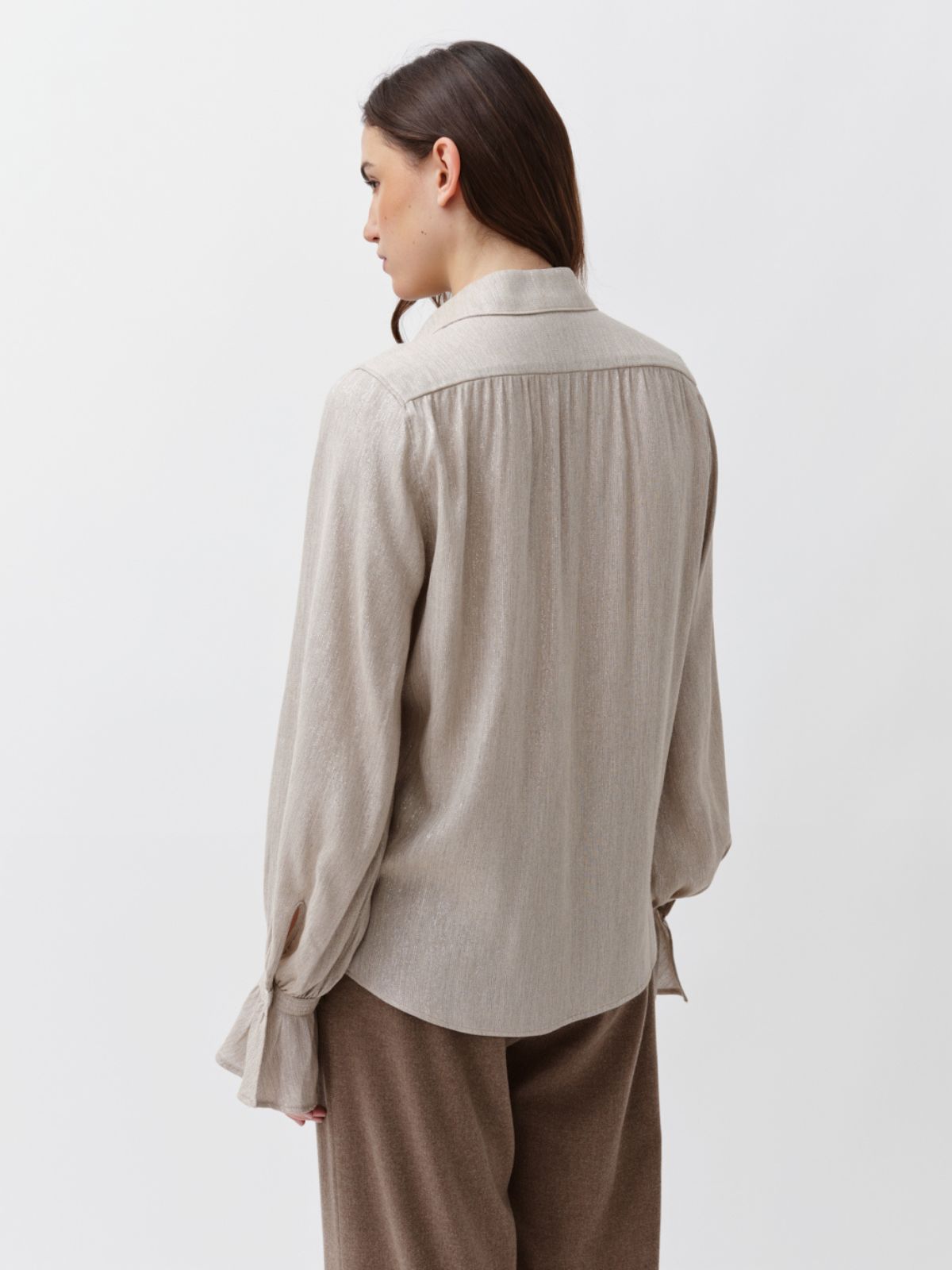 Capa Metallic Frill Shirt - Ecru