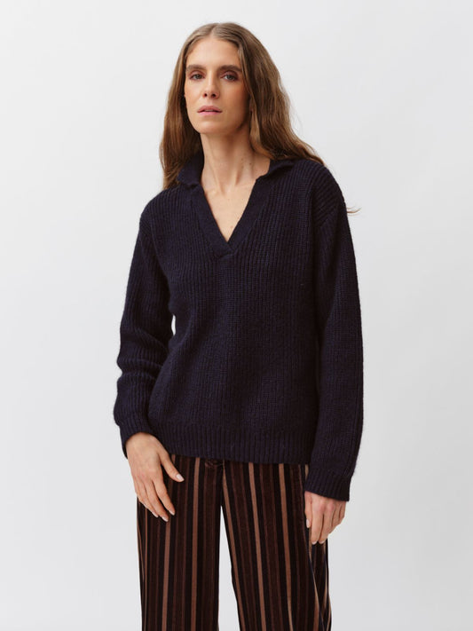 Palpo Polo V/Neck Jumper - Navy