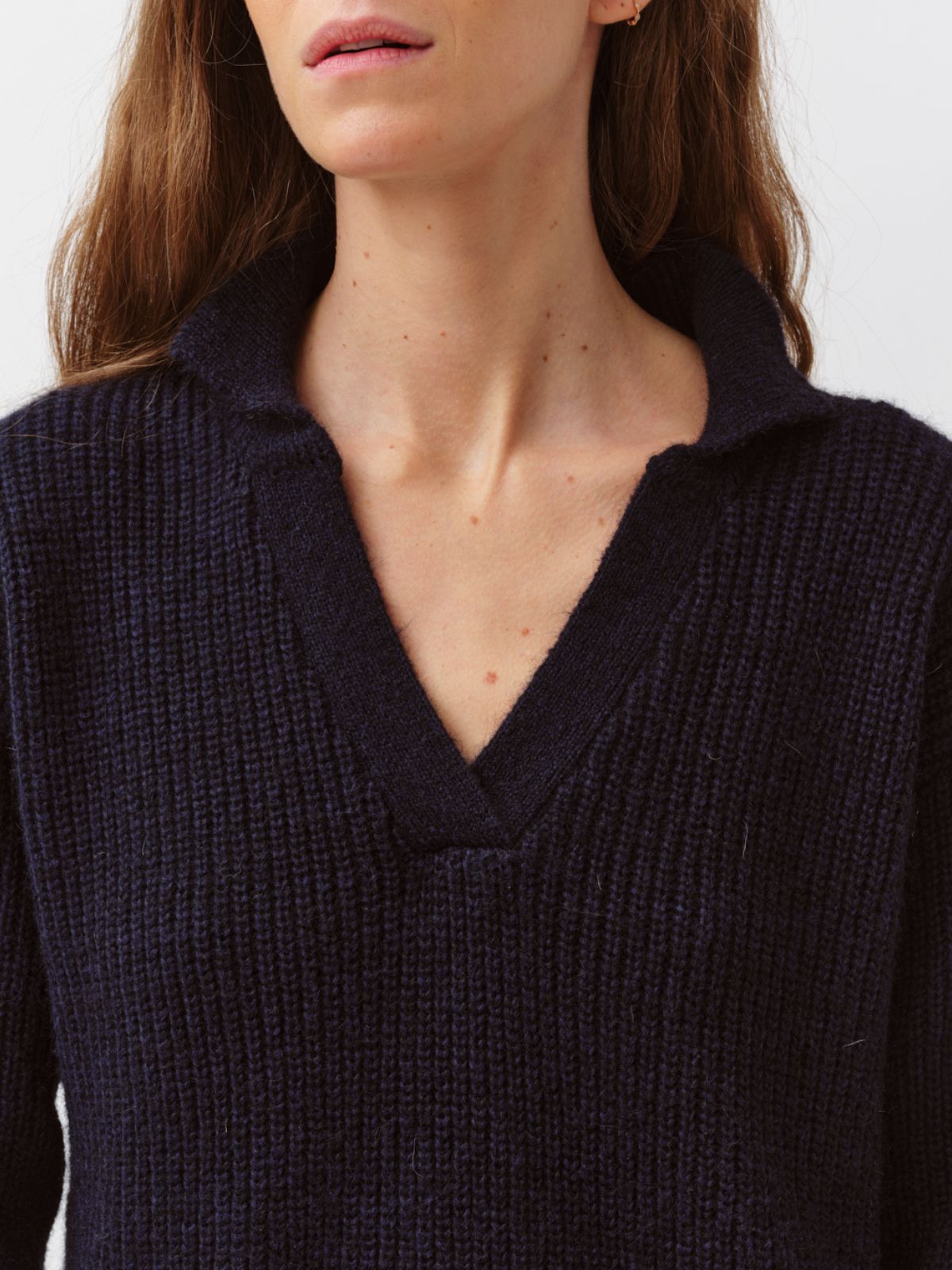 Palpo Polo V/Neck Jumper - Navy