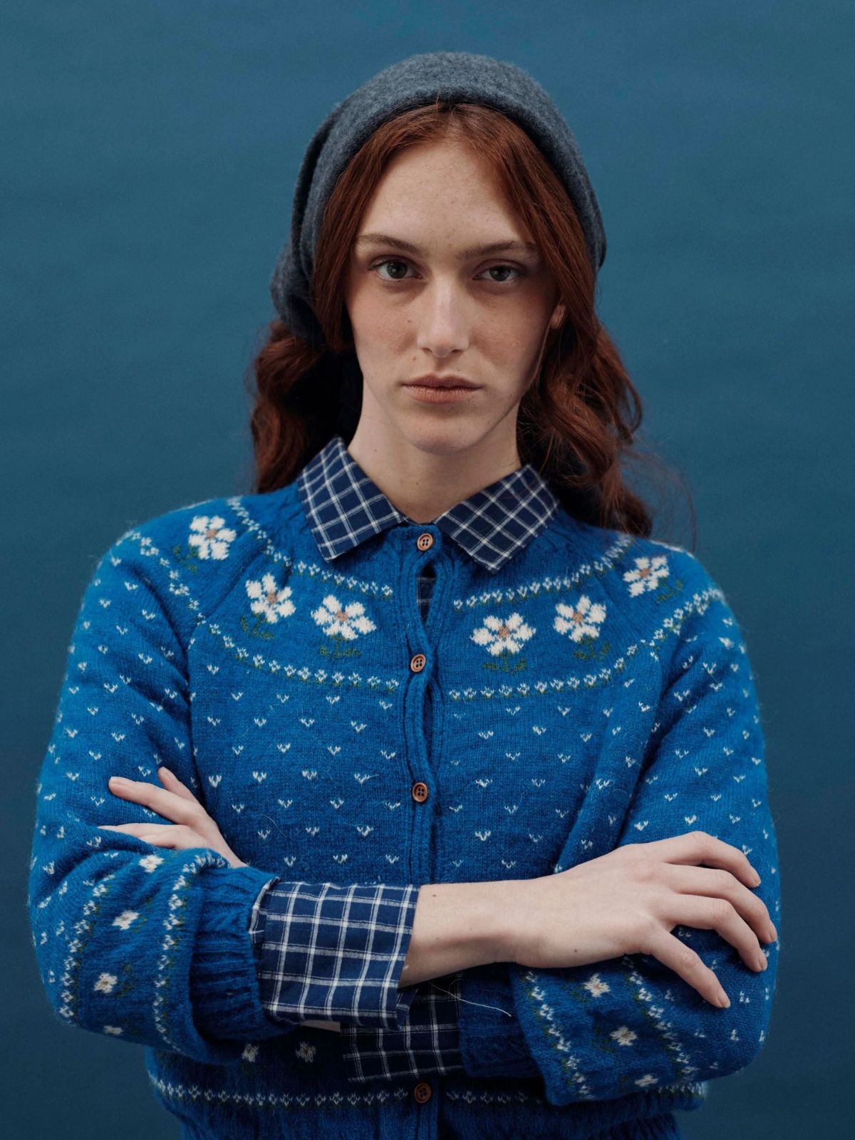 Camomille Jacquard Cardigan - Blue