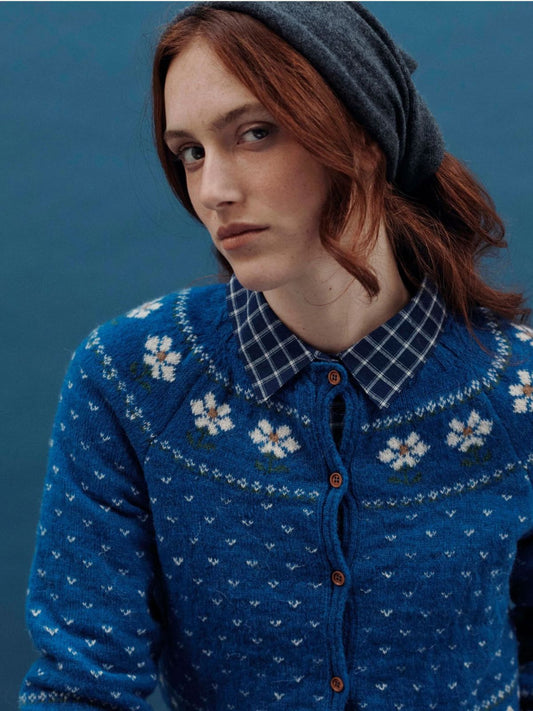 Camomille Jacquard Cardigan - Blue