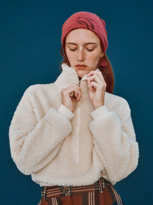 Caramel Teddy Zip Knit