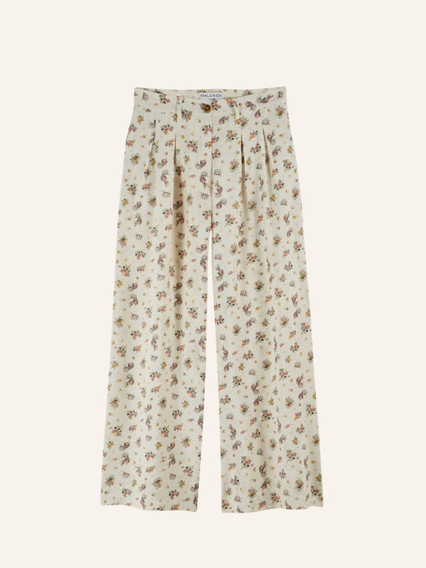 Daniel Floral Trousers - Ecru