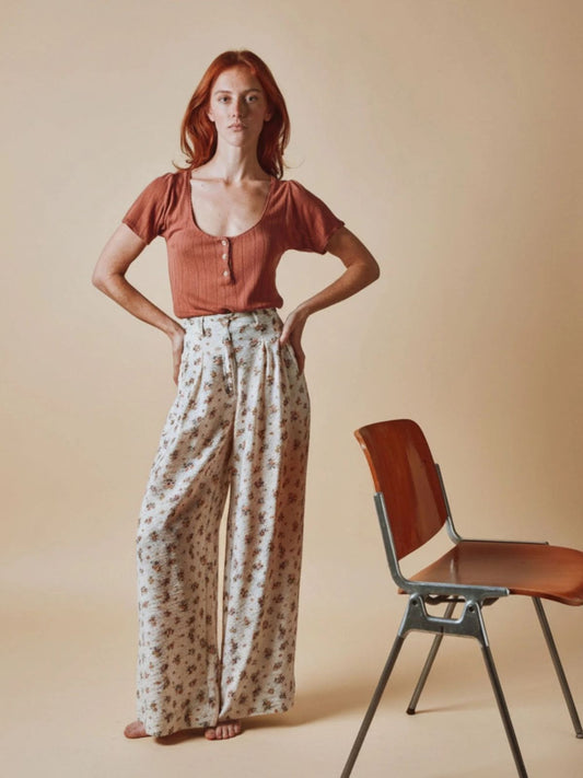 Daniel Floral Trousers - Ecru