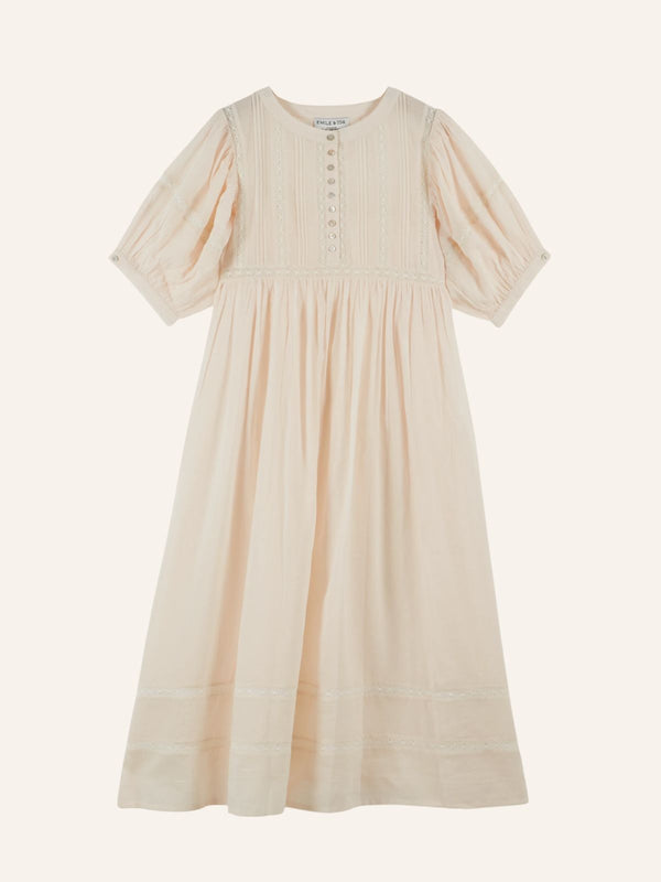 Daniela Voile Long Dress - Cream