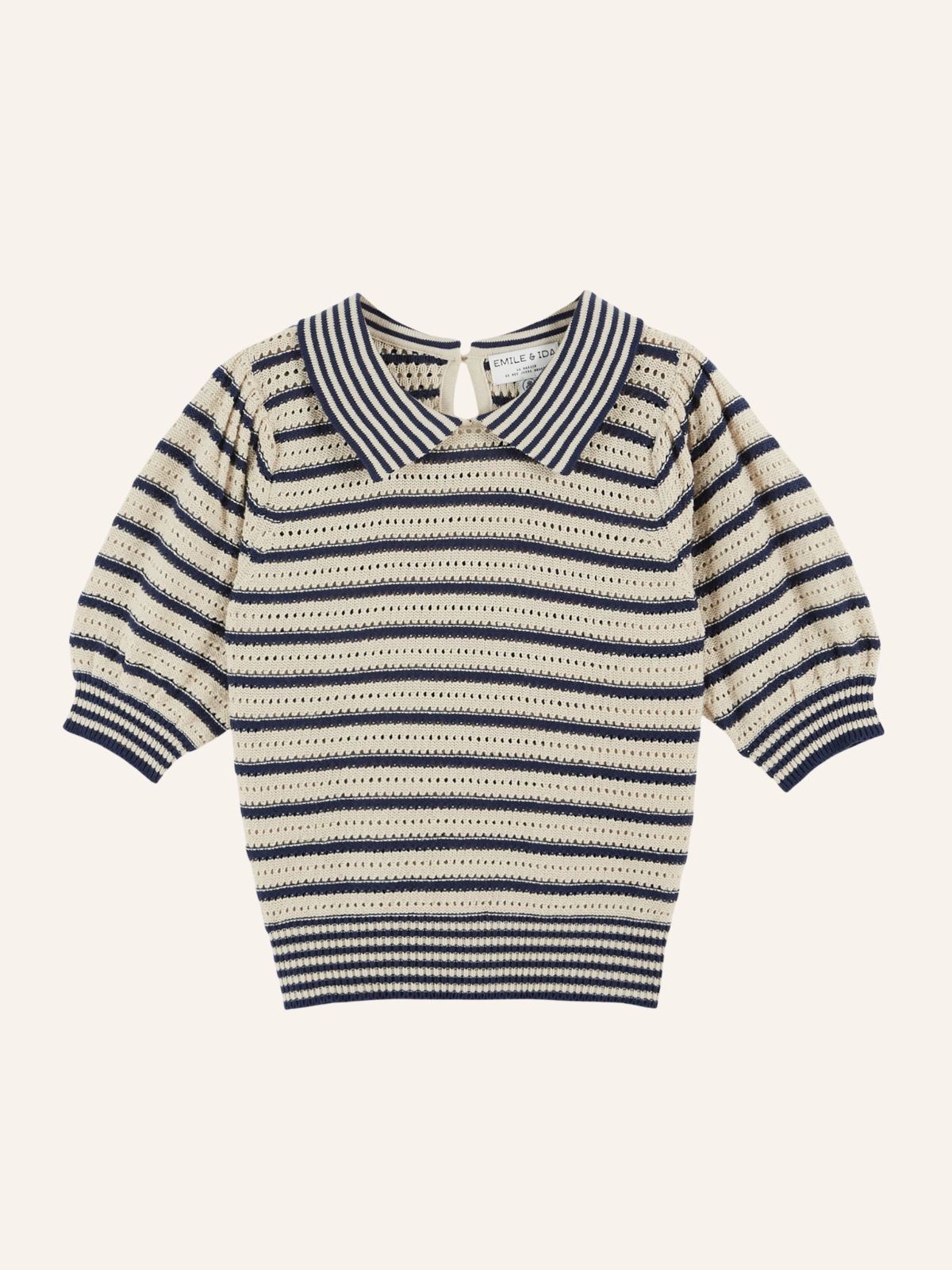 Iris Fashion - EMILE & IDA - Dauphin Polo Stripe Knit - Cream & Blue
