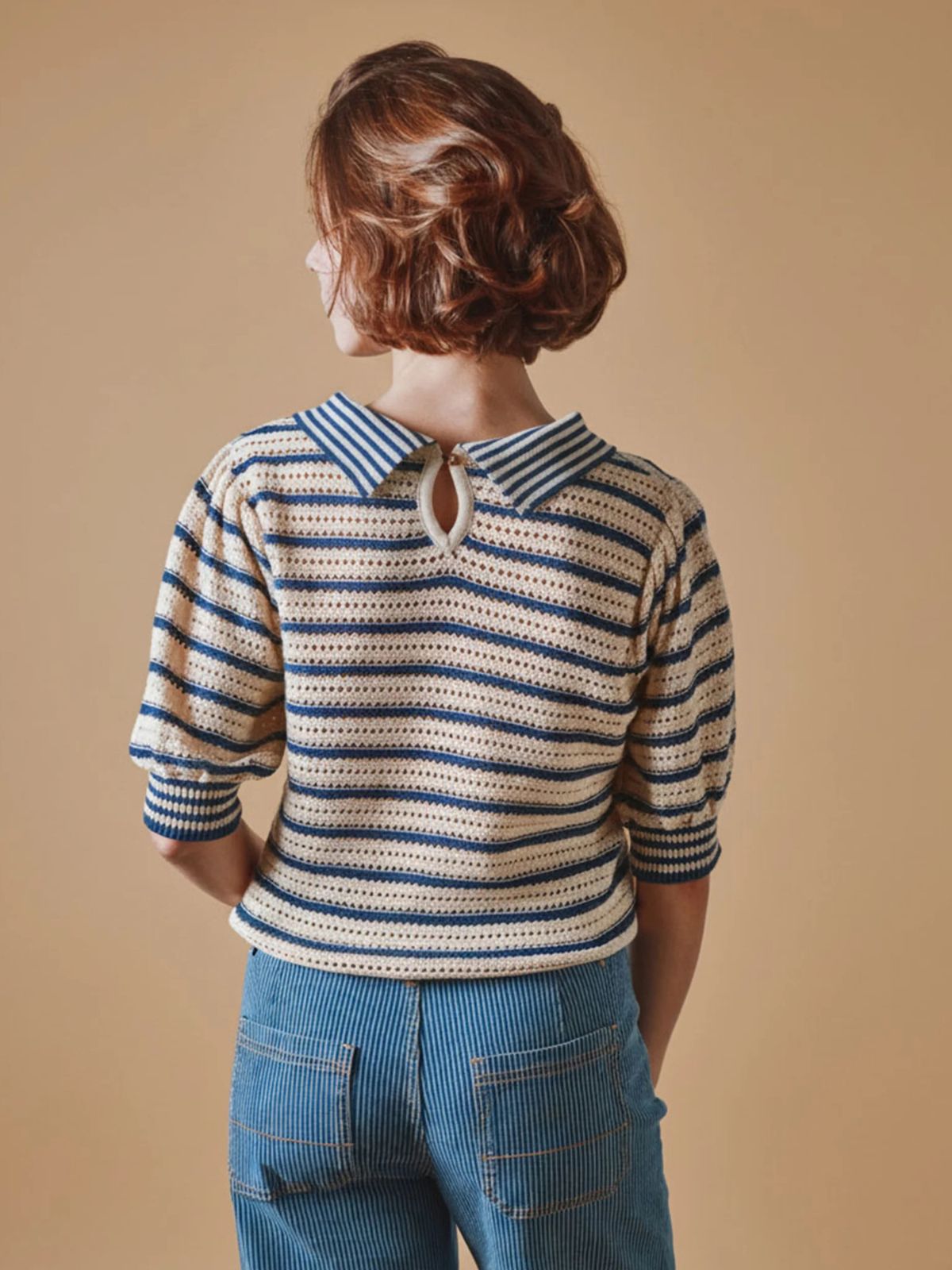 Iris Fashion - EMILE & IDA - Dauphin Polo Stripe Knit - Cream & Blue