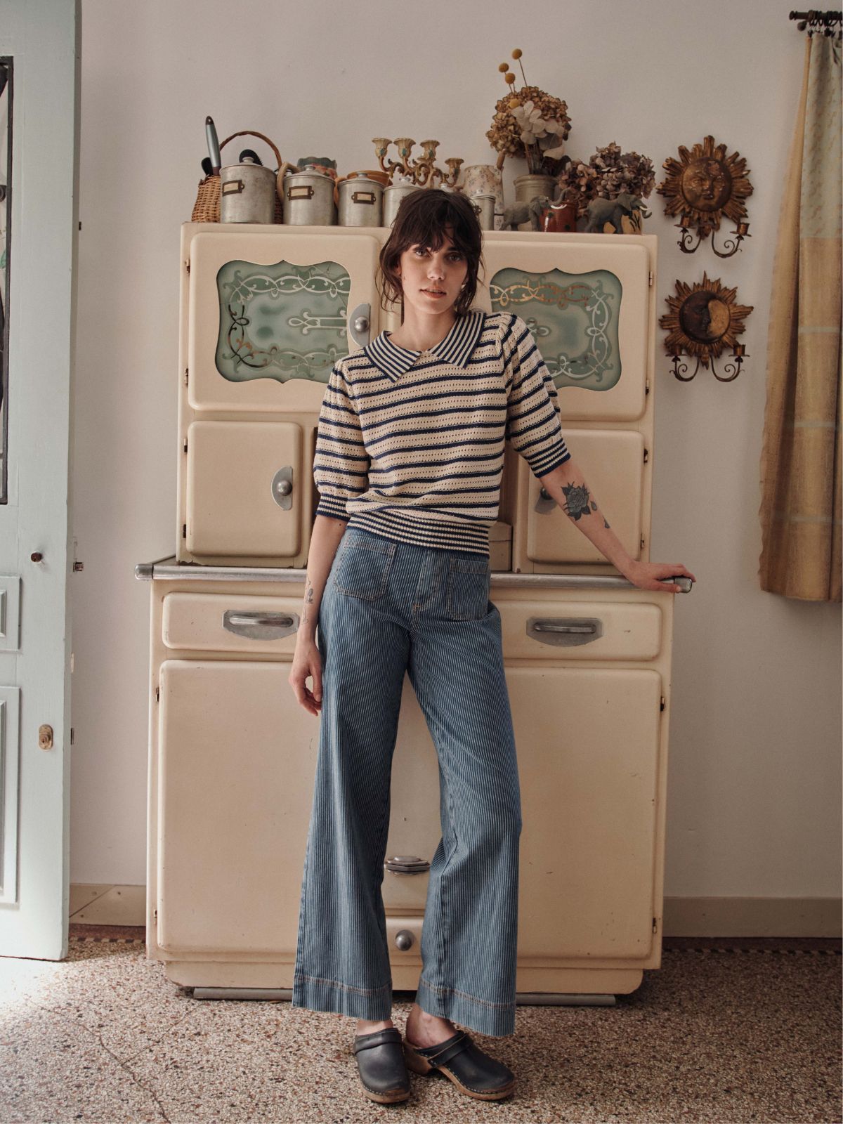 Iris Fashion - EMILE & IDA - Dauphin Polo Stripe Knit - Cream & Blue