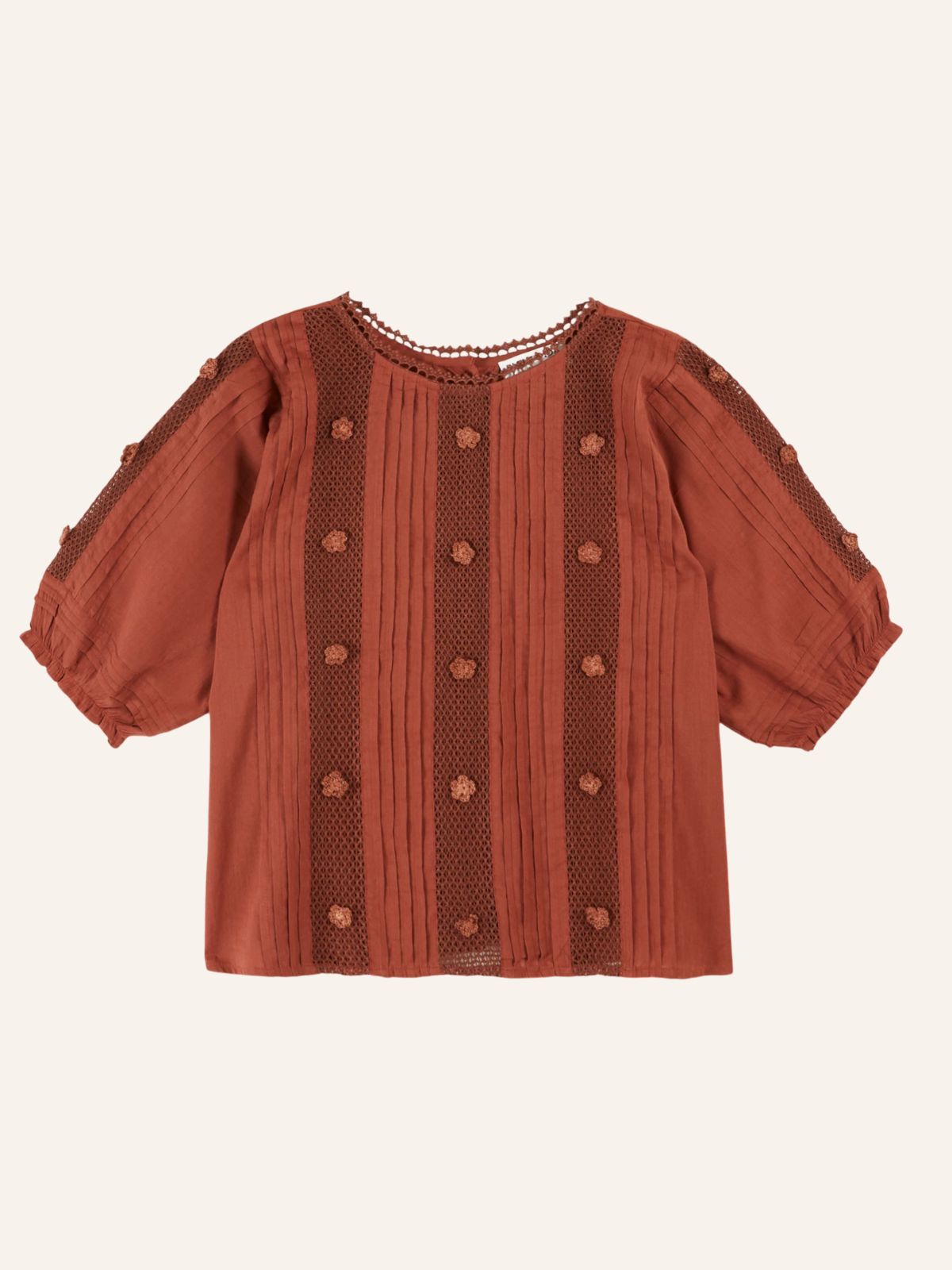 Deverley Embroidered Blouse - Rust