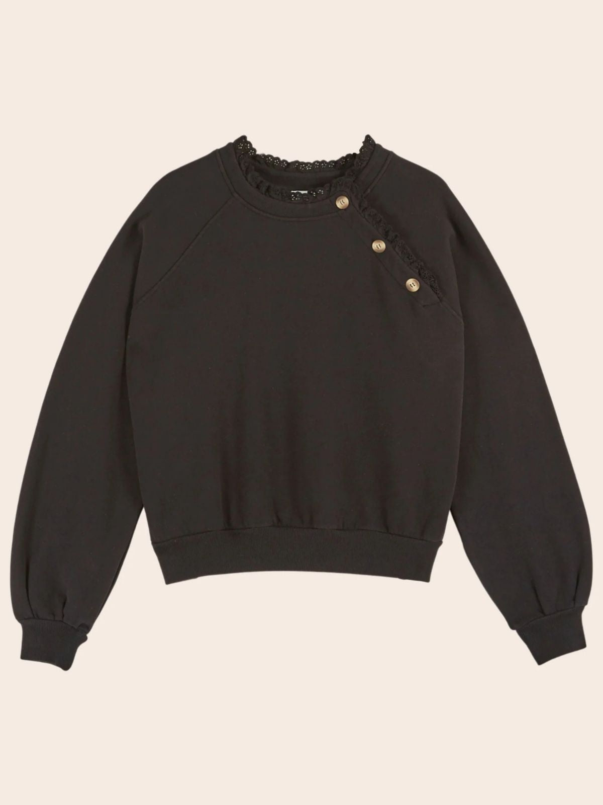 Dherry Embroidered  Sweatshirt - Black