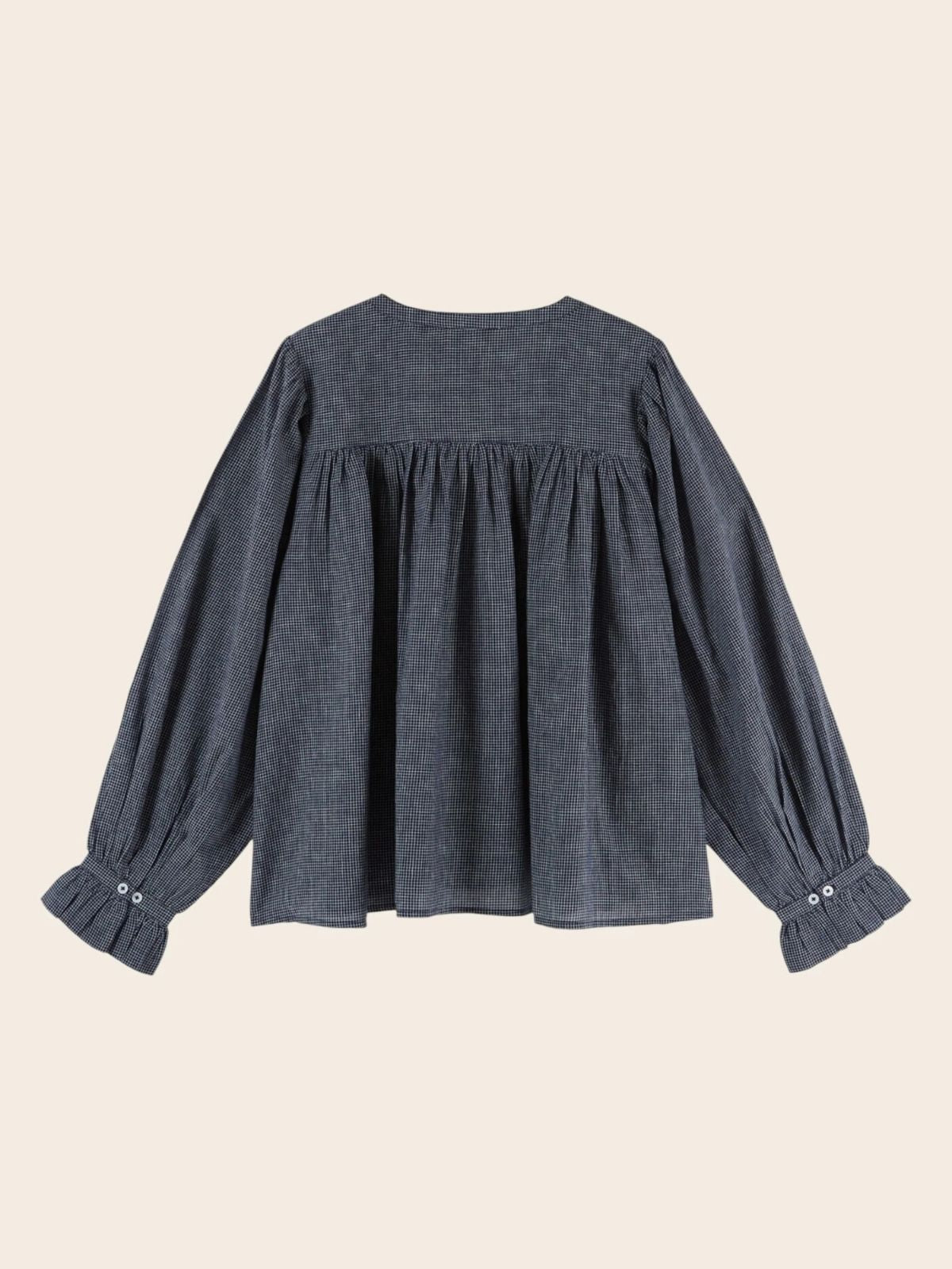 Edounia Check Blouse - Navy