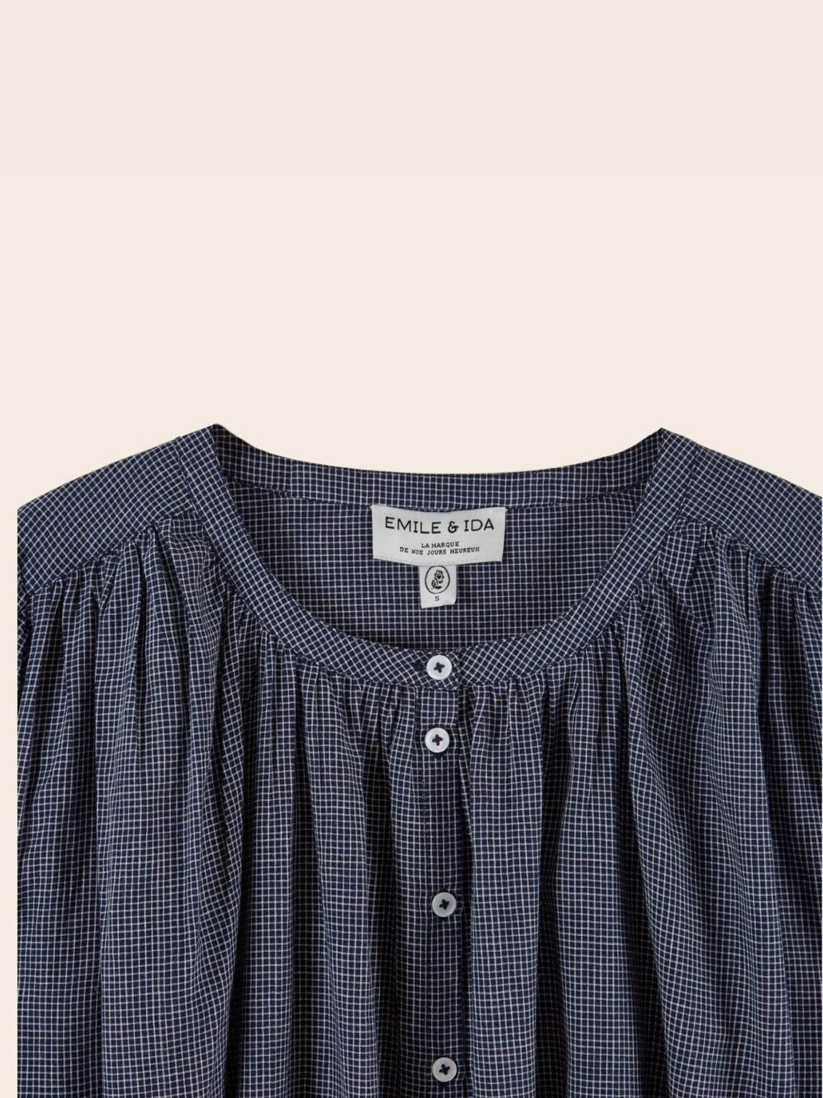 Edounia Check Blouse - Navy