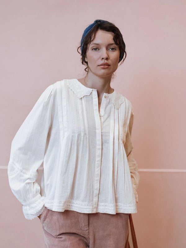 Elisabeth Embroidered Blouse - Ecru