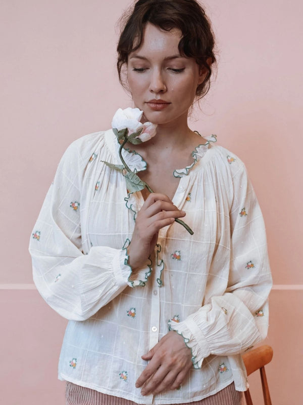 Elyana floral Blouse - Ecru
