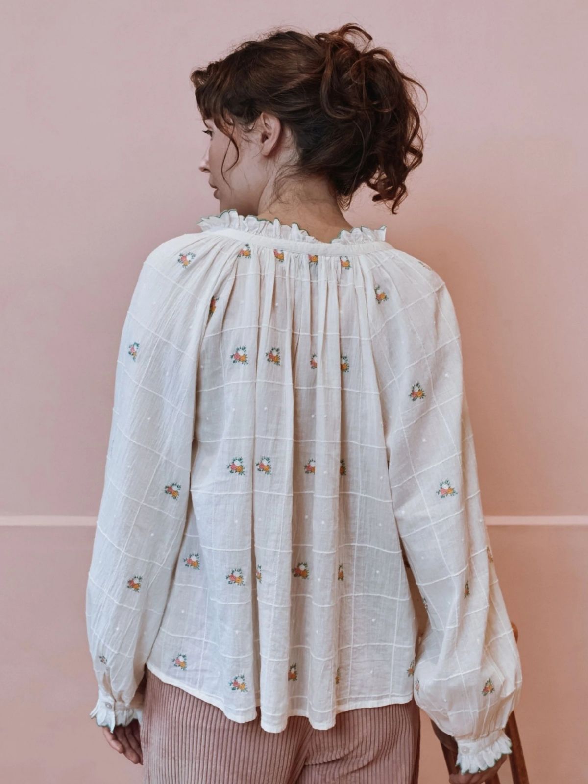 Elyana floral Blouse - Ecru