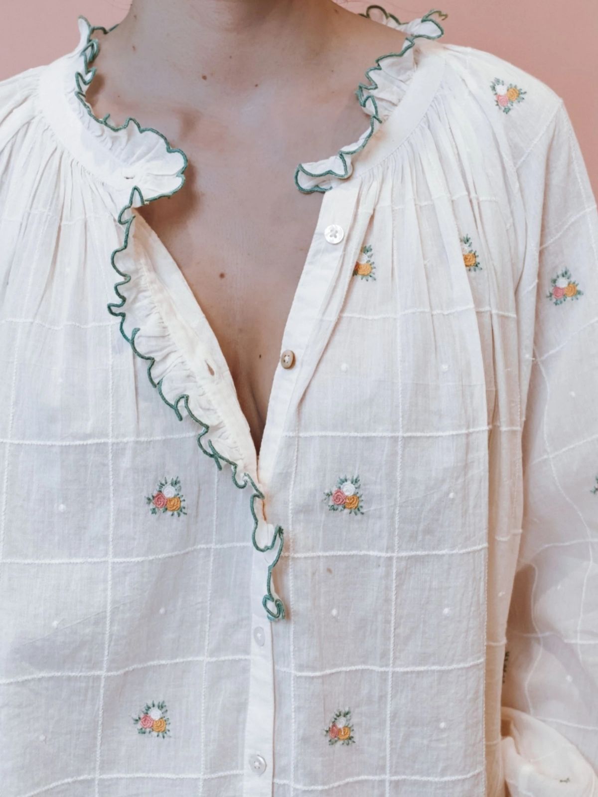 Elyana floral Blouse - Ecru