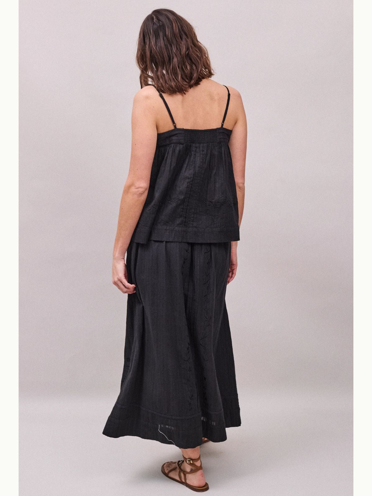 Arta Cotton Dobby Stripe Skirt - Black