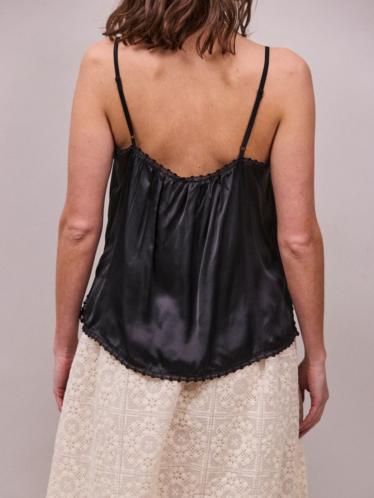 Cynthia Satin Camisole - Black