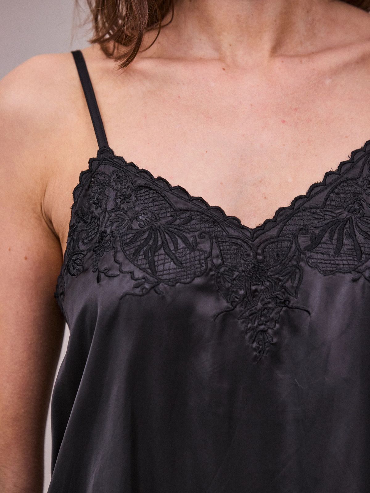 Cynthia Satin Camisole - Black