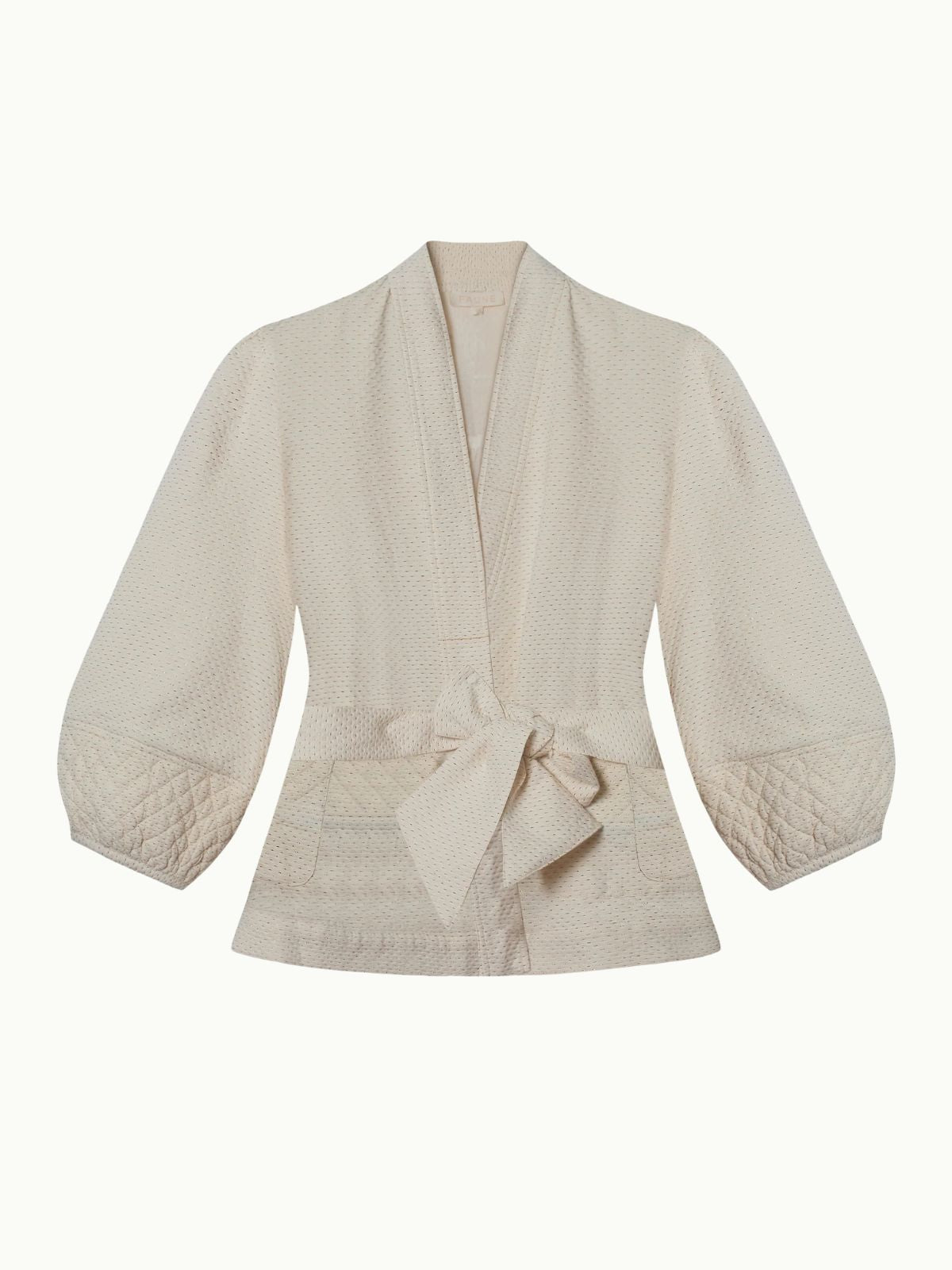 Deia  Lurex Kimono Jacket - Vintage White & Gold